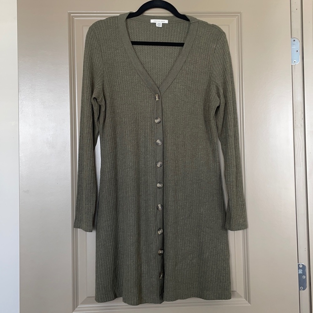 American Eagle waffle knit v neck dress